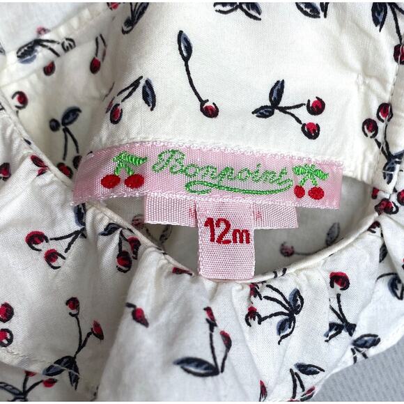 Bonpoint Cherry Print Ruffle Collar Long Sleeve Blouse Girls 12 Mo (6-9 Mo?) - Picture 4 of 4